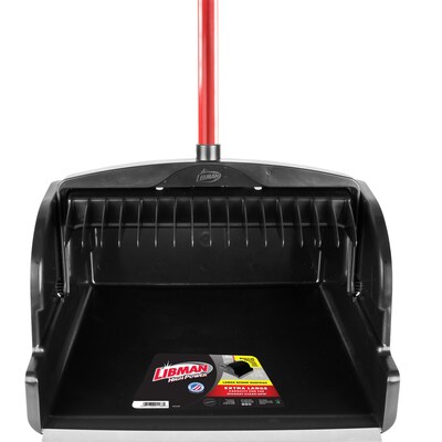 Libman Commercial 16" Heavy-Duty Large Scoop Dust Pan, Red & Black, 2/Carton (1168)