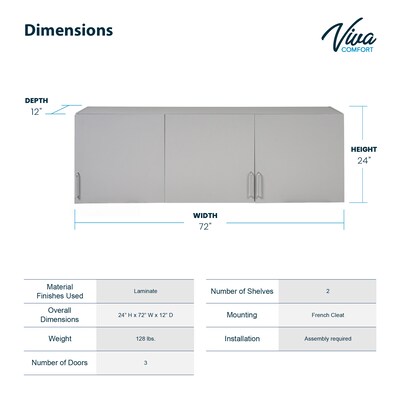 Viva Comfort 36'' H x 72" W Base Medical Cabinet with Right Sink and Wall Cabinet, 6 Doors, 3 Drawers (90272RS-GRY-WAL)