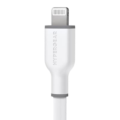 HyperGear Flexi Pro USB-C to Lightning Soft-Touch Silicone Fast Charge and Sync Cable, 10 ft., White (16007)