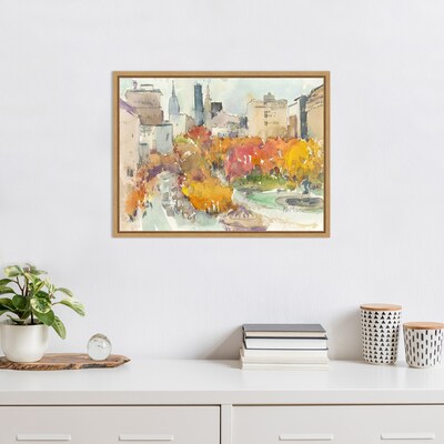 Amanti Art Autumn in New York - Study III by Samuel Dixon Framed Canvas Wall Art Print, 24" x 18" (A42675322611)