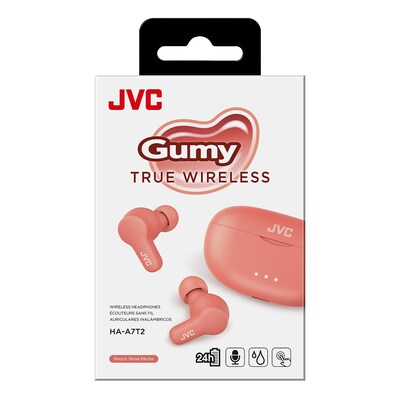JVC Gumy Wireless Earbuds, Bluetooth, Peach (JVCHAA7T2P)