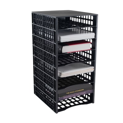 Thinkspace Literature Organizer 8-Compartment Literature Organizers, 21" x 12.25", Black (39443)