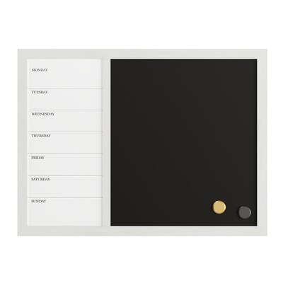 Martha Stewart Everette Magnetic Chalk-Dry Erase Weekly Calendar Combo Set, Engineered Wood Frame, 24"x18" (BRPMCO1M24561WT)