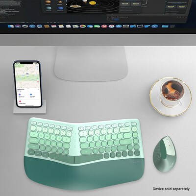 SaharaCase Split Ergonomic Wireless Keyboard and Mouse Combo, Green (KB26)