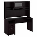 Bush Furniture Cabot 60W Computer Desk with Hutch, Espresso Oak (CAB042EPO)