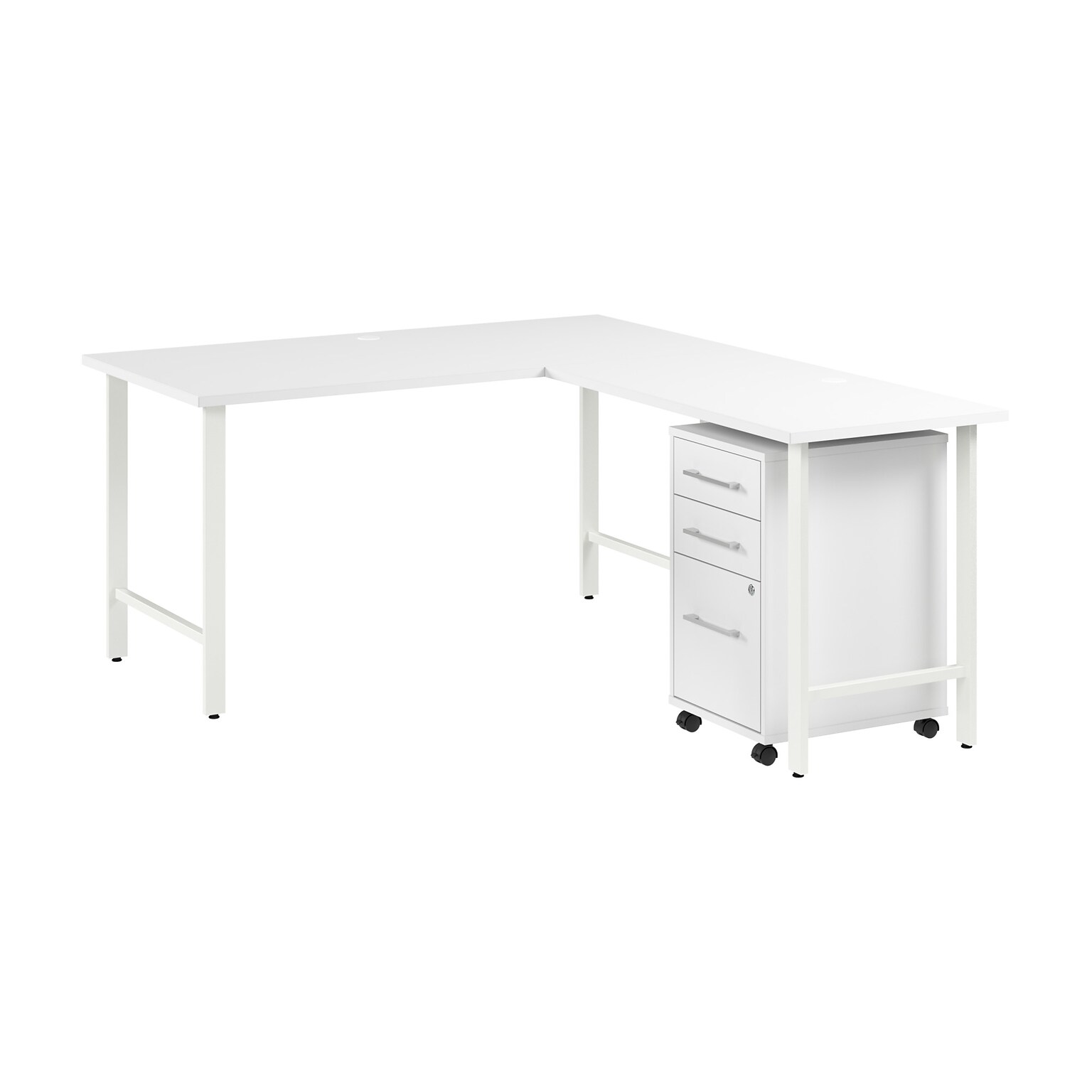 Bush Business Furniture Hustle 60W L Shaped Computer Desk with 3 Drawer Mobile File Cabinet, White (HUS006WH)