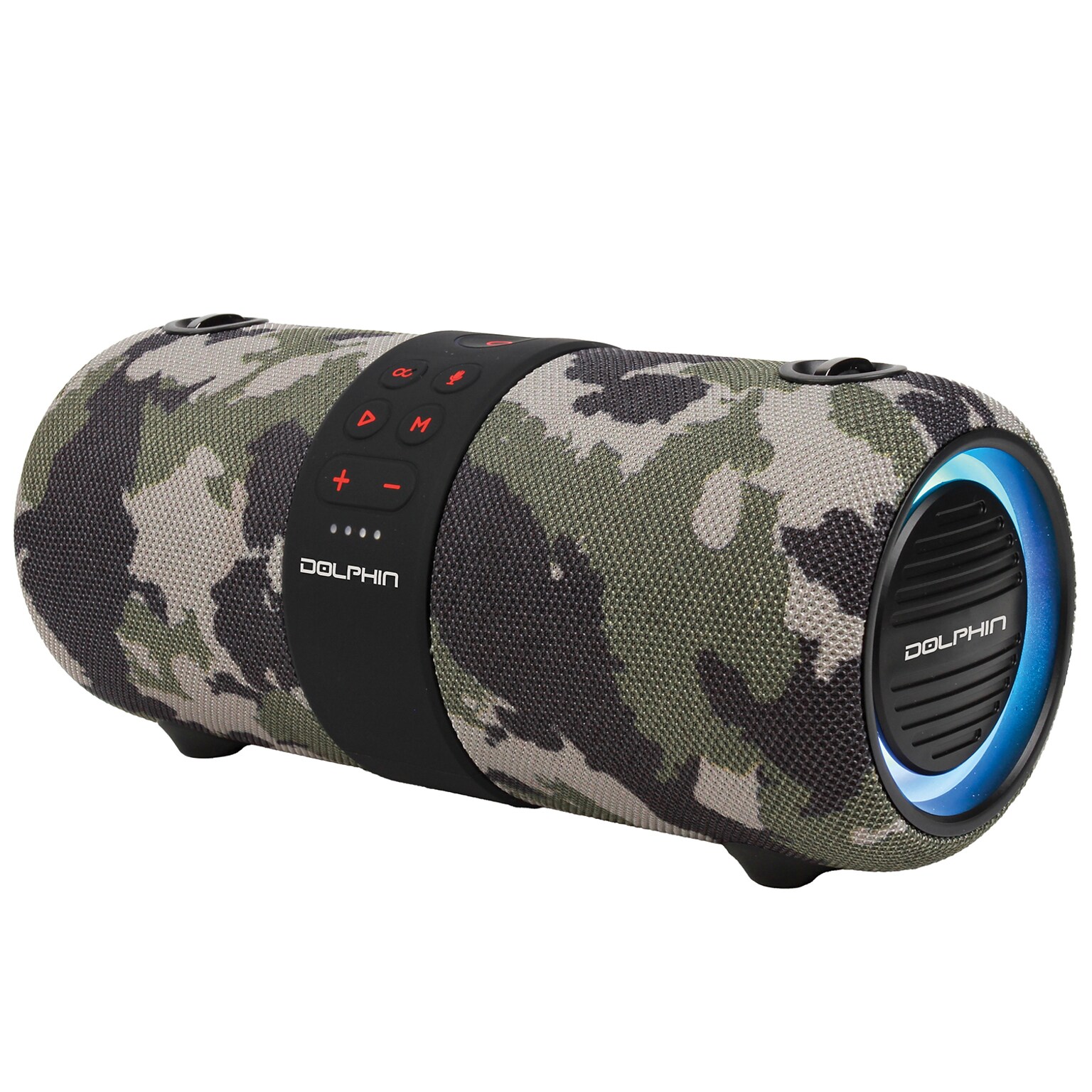Dolphin Audio Wireless Bluetooth Portable Speaker with Accent Lights & FM Radio, Waterproof, Camouflage (LX-60 CAMO)