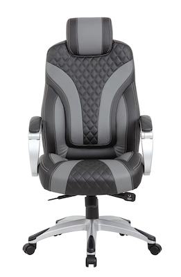 Boss Office Products Ergonomic Vinyl Swivel Executive Chair, Black/Grey (B8871-BKGY)