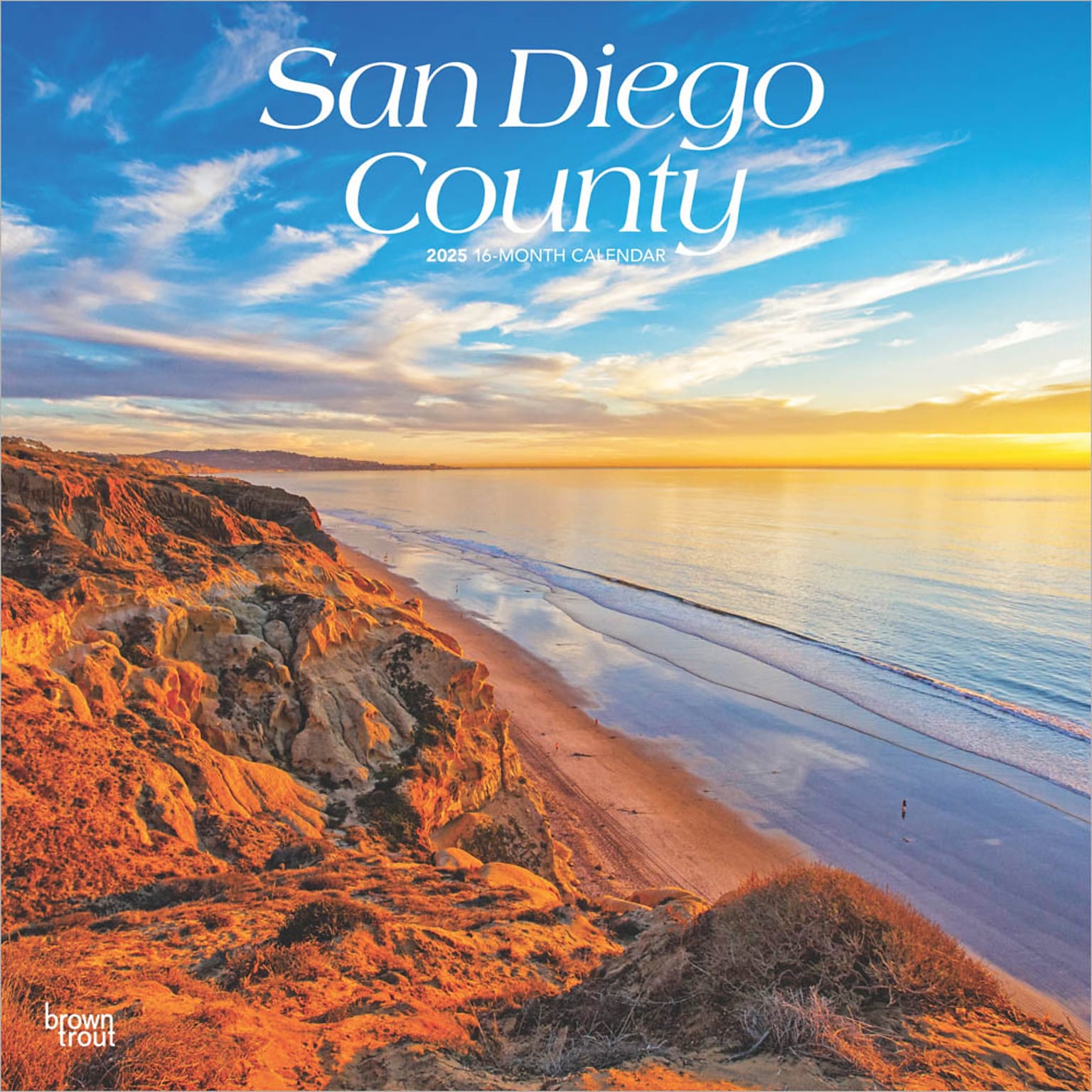 2025 BrownTrout San Diego County 12 x 12 Monthly Square Wall Calendar (9781975476045)