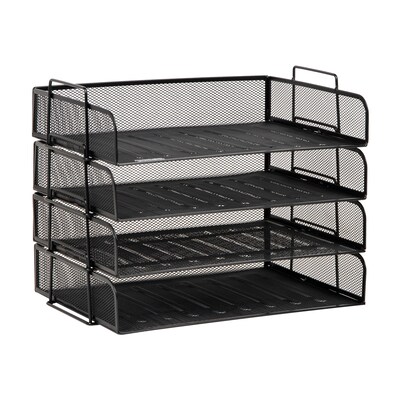 Mind Reader Metal Side Loading Stackable Letter Tray, Letter Size, Black (DSTACK4-BLK)