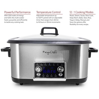 MegaChef 8 Qt Multicooker, Silver (935122913M)