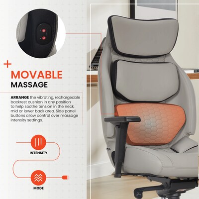 Sharper Image Algrove Comfort-X Ergonomic Swivel Executive Massage Chair, Gray/Black (60117-GRYBLK)