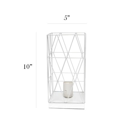 Simple Designs White Geometric Square Metal Table Lamp (LT1073-WHT)
