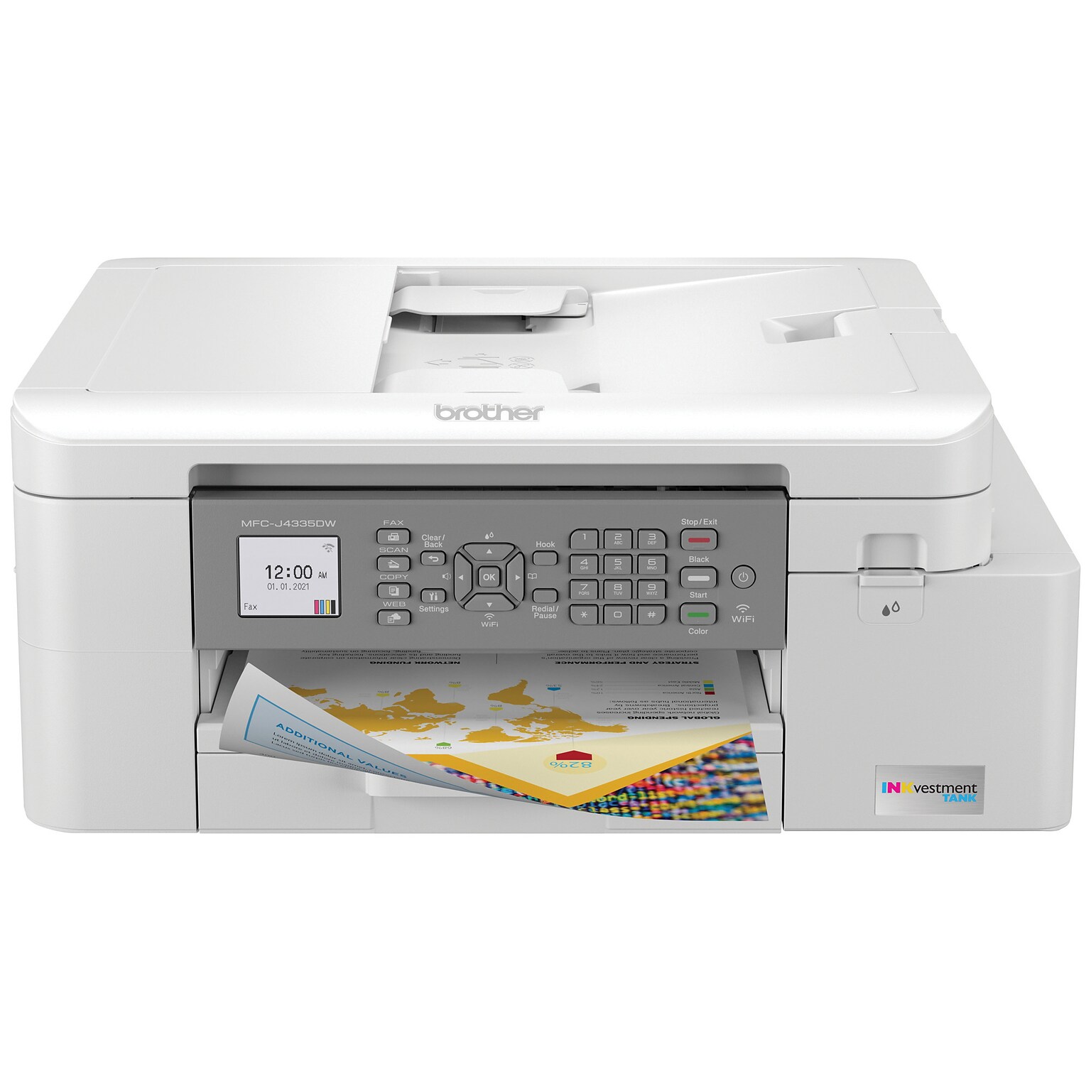 Brother INKvestment Tank MFC-J4335DW Wireless Color Inkjet Printer, All-In-One Supertank, Print, Scan, Copy, Fax