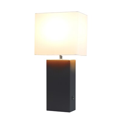 Lalia Home Lexington 21 Modern Bedside Table Lamp, White Rectangular Fabric Shade, Feit LED Bulb, B