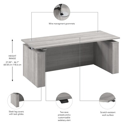 Bush Business Furniture Stratus 72"W Electric Rectangular Adjustable Standing Desk with Modesty Panel, Platinum Gray (SUT004PG)