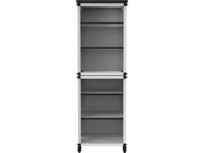 Luxor Mobile 6-Section Modular Classroom Bookshelf, 54.5H x 18.25W x 18.25D, White (MBSCB06)