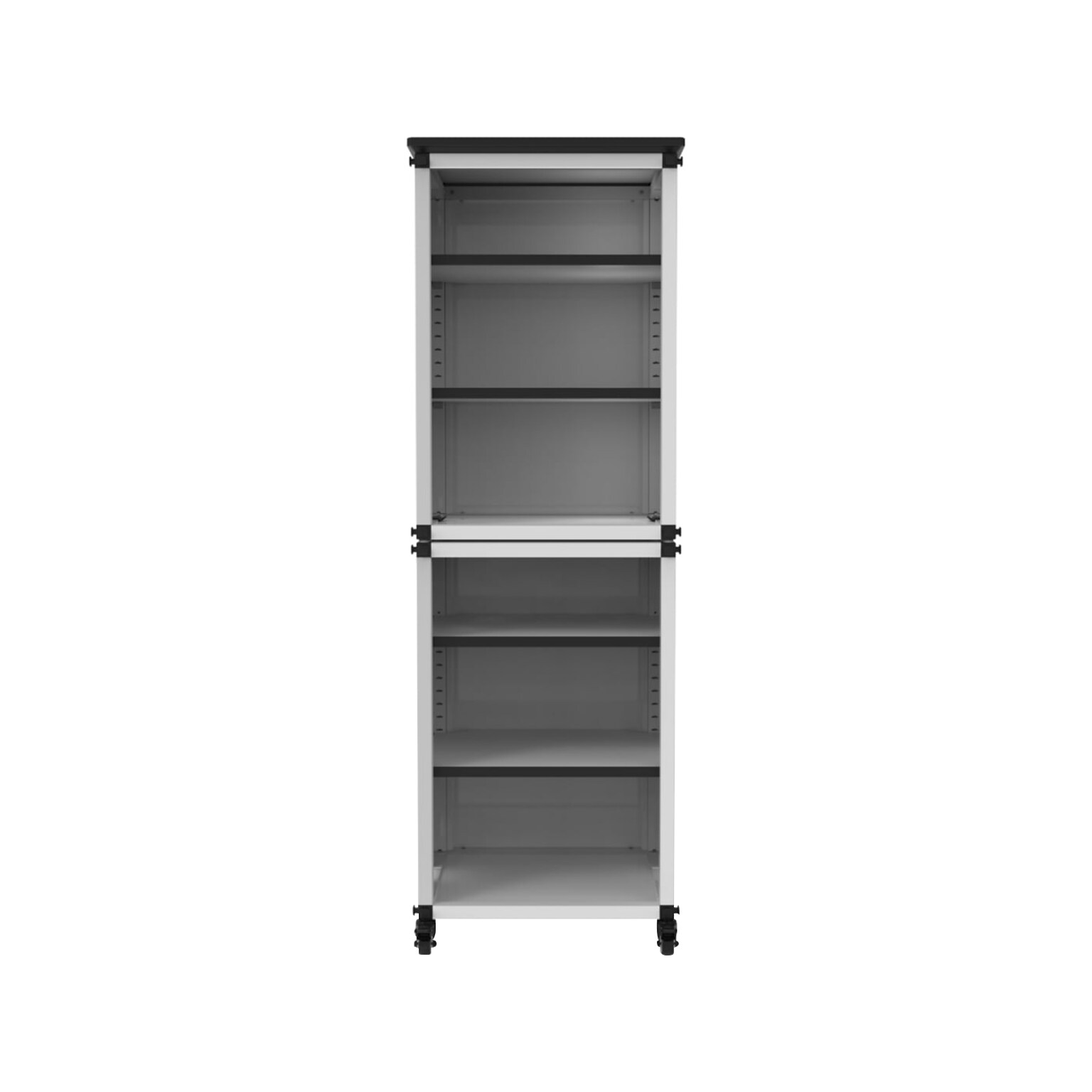 Luxor Mobile 6-Section Modular Classroom Bookshelf, 54.5H x 18.25W x 18.25D, White (MBSCB06)