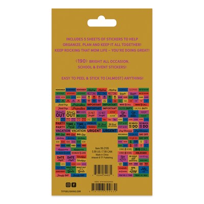 TF Publishing Mom Life Planning Stickers, Assorted Colors, 190 Stickers/Pack (99-2105)