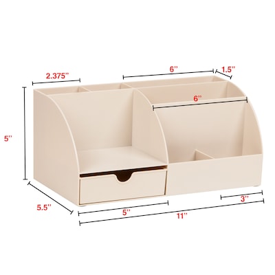 Staples 7-Compartment Plastic Desk Organizer, Warm White (ST63873)