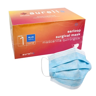 Aurelia 2110 Disposable Surgical Face Mask, One Size, Blue, 50 Masks/Box, 10/Box