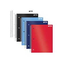 Better Office 5-Subject Subject Notebooks, 8.5 x 11, College Ruled, 200 Sheets, 5/Pack (25785-5PK)