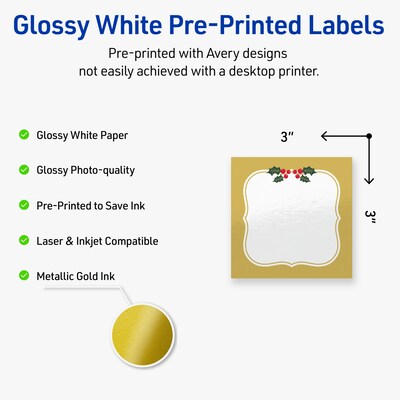 Avery Square Multipurpose Labels, 3 x 3, White, 60/Pack (19479370466)