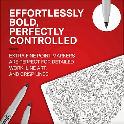 Sharpie Permanent Markers, Extra Fine Point (0.4mm), Black, 12/Box (2237936 )