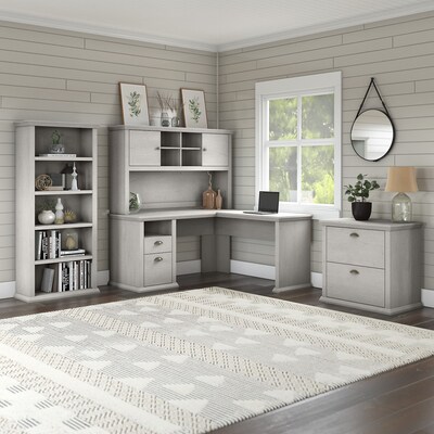 Bush Furniture Yorktown 60 "W Desktop Hutch, Linen White Oak (WC40431-03)