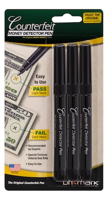 Dri Mark Counterfeit Bill Dectector Marker Pens, 3/Pack (3513B-1)
