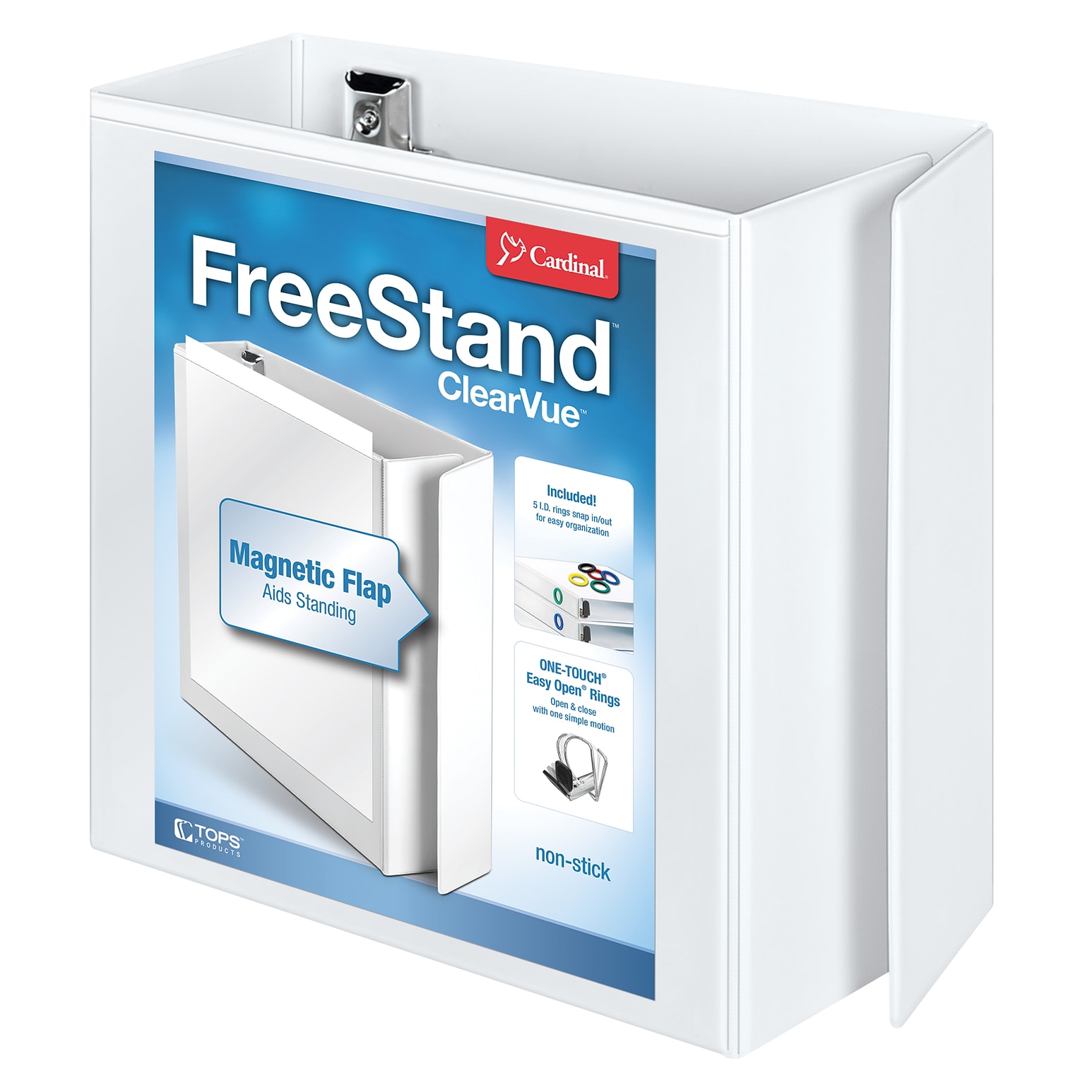 Cardinal FreeStand EasyOpen 5 3-Ring View Binders, D-Ring, White (43150)