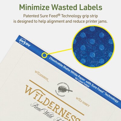 Avery Dissolvable Rectangle Multipurpose Labels, 5" x 7", Off-white, 10/Pack (94258)