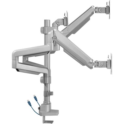 Lorell Adjustable Triple Monitor Arm with Pole, Up to 32" Monitor, Gray (LLR99804)