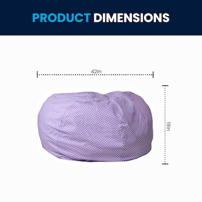 Flash Furniture Cotton Twill Oversized Dot Bean Bag Chair, Lavender