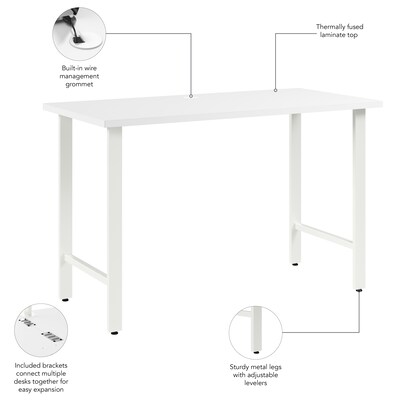 Bush Business Furniture Hustle 48"W Computer Desk with Metal Legs, White (HUD148WH)