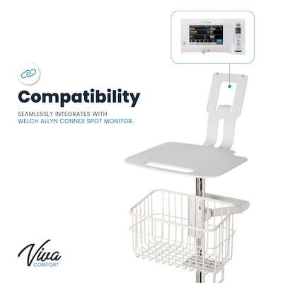 Viva Comfort Welch Allyn Connex Spot Monitor Adjustable Mobile Stand with Work Surface, White (ADI912-C-MP-02-MK)
