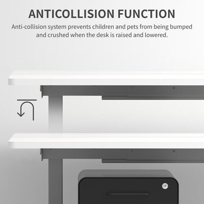 FlexiSpot ET362 55"W Electric Adjustable Standing Desk, White/Grey (4S-S09010089)