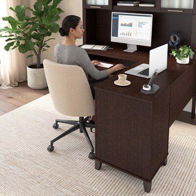 Bush Home Somerset 60" W L Shaped Computer Desk with Hutch, Mocha Cherry (SET002MR)