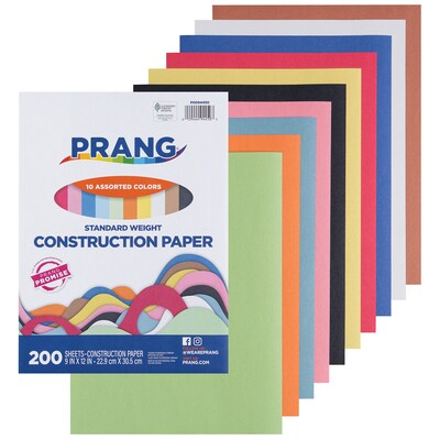 Prang 9" x 12" Construction Paper, Assorted Colors, 200 Sheets/Pack, 4 Packs/Bundle (PAC94450)