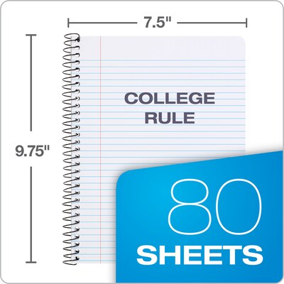 Oxford Composition Notebooks, 7.5" x 9.75", College Ruled, 80 Sheets, Assorted Colors, 4/Pack (64947)