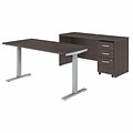 Bush Business Furniture Studio C 60W x 30D Height Adjustable Standing Desk, Credenza, File Cabinet, Storm Gray (STC017SGSU)