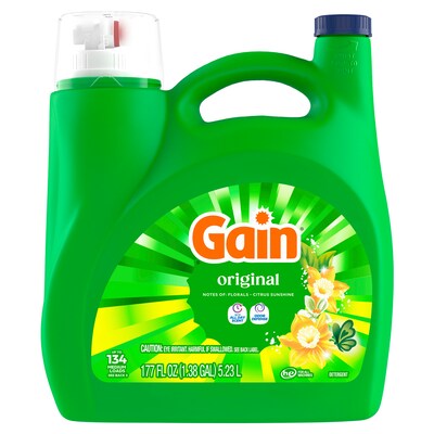 Gain HE Liquid Laundry Detergent, Original Scent, 134 Loads, 177 oz. (19114)