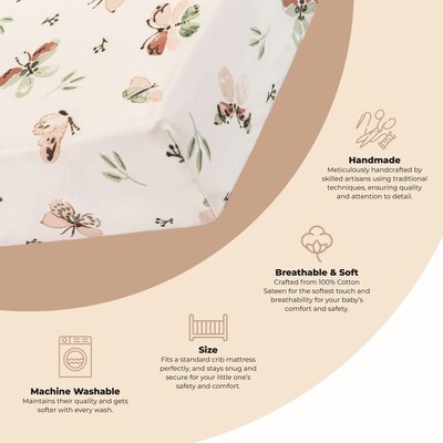 Cane Baby Parker Fitted Crib Sheet, Butterfly (BC-100CFS-6)