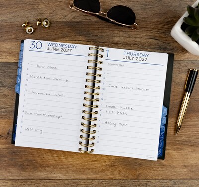 2026-2027 Overland Travelware 1.25" x 7" Calendar Year Daily Standard Planner, Paperboard Cover, Black Floral (90698)