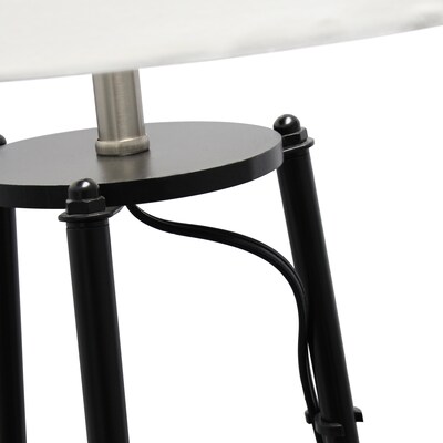 Simple Designs 62.5" Tall Modern Tripod 3 Tier Shelf Standing Floor Lamp with White Drum Fabric Shade, Black (LF2015-BLK)