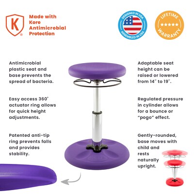 Kore Design Kids Adjustable Standard Wobble Chair 14" to 19", Purple (KD-3107)