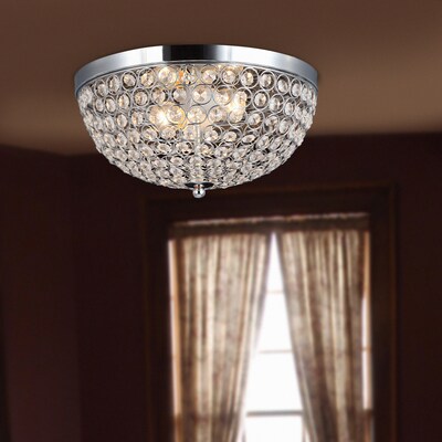 Elegant Designs Crystal 2 Light LED Flush Mount Ceiling Light, Chrome (FM1000-CHR)