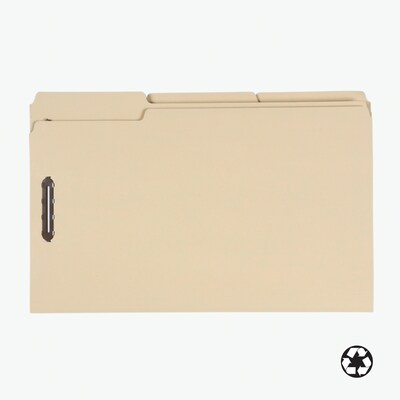 Pendaflex 100% Recycled Reinforced File Folder, 1/3-Cut Tab, Legal Size, Paper Stock, Manila, 50/Box (29537R)