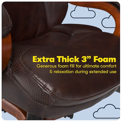 Serta Big and Tall Ergonomic Bonded Leather Big & Tall Chair, 350 lb. Capacity, Light Brown (43506A)