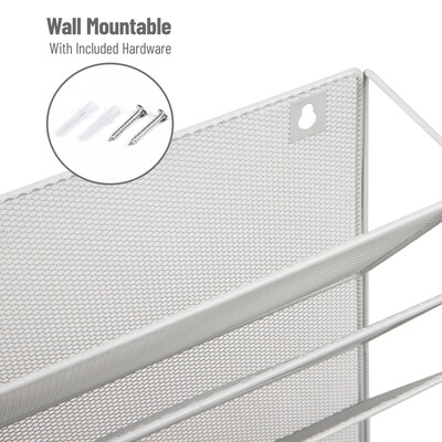 Mind Reader 5-Pocket Metal Mesh Mountable Wall File, Letter Size, White (MAGSTACK-WHT)